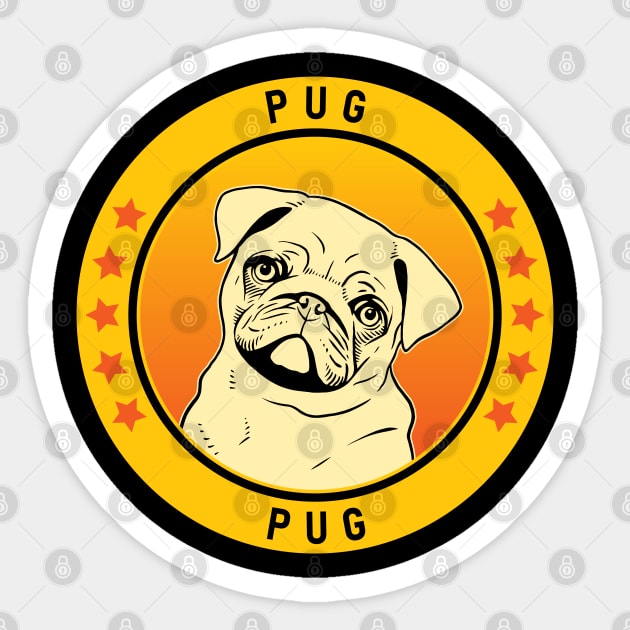 Pug Dog Portrait Sticker by millersye